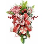 Couronnes de nol en forme de larme, 19, 7 pouces de porte de nol, bonbons de nol  l'envers, porte ...