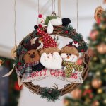 Couronne de no�l, guirlande de 35 cm, bonhomme de neige, p�re no�l, cerf, pendentif, d�coration de f�te ...