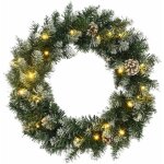 Couronne de nol avec lumires led vert 45 cm pvc