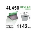 Courroie lisse trap�zo�dale 4l450 ? longueur 1143mm (45 pouces) ? section 12, 7 x 8mm ? pour tondeuses ...