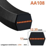 Courroie lisse hexagonale aa108 coupe tracteur tondeuse