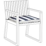 Coussin d'assise pour chaise de jardin 46 x 46 cm en tissu imperméable hydrofuge à rayures bleu marine ... Coussin d'assise pour chaise de jardin 46 x 46 cm en tissu imperméable hydrofuge à rayures bleu marine ...