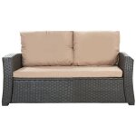 Coussins de canap� de jardin en r�sine tress�e 112x50x7 + 256x50cm coussins d'ext�rieur beige set de ...