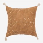 Coussin carr� en coton (45x45 cm) lemes sklum camel brun clair