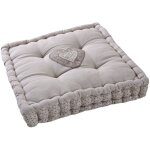 Coussin carr en coton et lin coeur