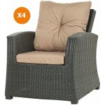 Coussins de fauteuil tress� en r�sine 56x52x7 + 56x50 4pcs coussin l'ext�rieur beige ensemble de jardin ...