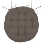 Coussin de chaise ronde r�versible taupe et lin