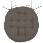 Coussin de chaise ronde réversible taupe et lin Coussin de chaise ronde réversible taupe et lin