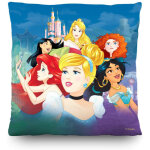 Coussin ch�teau et princesses 2 faces disney 40x40 cm
