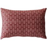 Coussin déhoussable 30x50 cm camelia velours imprimé lie de vin Coussin déhoussable 30x50 cm camelia velours imprimé lie de vin