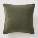 L'effet papillon - coussin d�houssable 45 x 45 cm velours de coton c�sar thym kaki