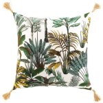 Coussin dhoussable imprim feuillage multicolore 50x50 cm