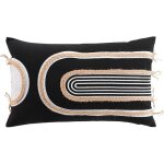 Douceur d'intérieur - coussin déhoussable rectangulaire en polycoton et jute avec imprimé géométrique ... Douceur d'intérieur - coussin déhoussable rectangulaire en polycoton et jute avec imprimé géométrique ...