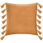 Coussin gypsy avec pompons jaune ocre 50x50 cm