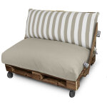 Happers - coussin pour palette toldotex beige set: si�ge 120x80x20 (uni) + dossier 120x45x25 (ray�) beige ...