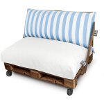 Coussin pour palette toldotex blanc - bleu ciel set: sige 120x80x20 (blanc - uni) + dossier 120x45x25 ...