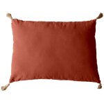 Coussin panama avec pompons jute - 50x70 cm - terracotta