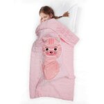 Linnea - coussin plaid 110x150 cm 100% polyester collection animaux chat rose