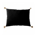 Coussin avec pompons en jute noir 50x70 cm