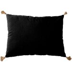 Coussin avec pompons en jute noir 50x70 cm