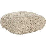 Coussin de sige de sol en coton carr  motif macram 50 cm beige berrechid