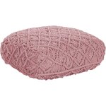 Beliani - coussin de sige de sol en coton carr  motif macram rose berrechid