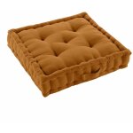 Douceur d'intrieur - coussin de sol dhoussable 50 x 50 x 10 cm coton / polyester recycl twily camel ...
