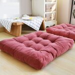 Coussin de sol, coussin de si�ge carr� touffet� en velours c�tel� �pais coussin de m�ditation tatami ...