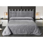 T�te de lit matelass�e � brides gris - 70x160cm - gris