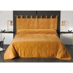 Coussin tte de lit  l' aspect velours jaune 160x70 cm