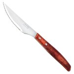 Couteau  dcouper en bois de peuplier comprim teint en rouge et lame en acier inoxydable nitrum et ...