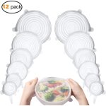 Couvercle silicone alimentaire, 12 paquets de couvercles extensible en silicone, flexible, rutilisable, ...