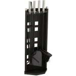 Couverts  chemine, 5 pices, serviteur, tisonnier, pelle  cendres, balai, pince & support moderne, ...