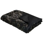 Couverture couvre - lit polyester dor motif marbre 130x180 cm noir godavari