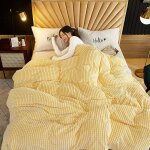 Memkey - couverture extra plaid, plaid couverture polaire (jaune et blanc, 120x200cm)