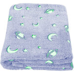 Mediawave store - couverture magique enfant couverture lavande avec plan�tes fluo 100x180