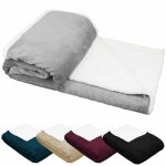 Vivezen - couverture, plaid polaire 150 x 200 cm en flanelle et sherpa ultra doux - gris Vivezen - couverture, plaid polaire 150 x 200 cm en flanelle et sherpa ultra doux - gris