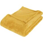 Couverture / plaid polaire microfibre ocre 125 x 150 cm Couverture / plaid polaire microfibre ocre 125 x 150 cm