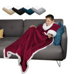 Vivezen - couverture polaire, plaid intgral avec manches et poche - 120 x 160 cm - sherpa et flanelle ...