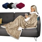 Couverture polaire, plaid intgral avec manches et poche - 140 x 210 cm - sherpa et flanelle - adulte ...