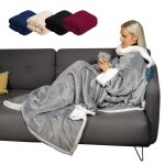 Vivezen - couverture polaire, plaid intgral avec manches et poche - 140 x 210 cm - sherpa et flanelle ...