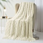Memkey - couvertures tricot�es � plaid, lit jet� de lit couverture � franges d�coration couverture � ...
