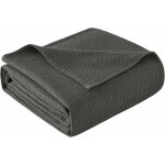 Couvre lit en 100% coton, jet� de canap�, dessus de lit, couverture gaufr�e l�g�re, 150x200cm, gris fonc� ...