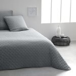 Couvre lit + 2 taies d'oreillers  essential   motifs embosss - gris acier - 240 x 260 cm - livraison ...