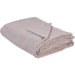 Beliani - couvre - lit de chambre jet� de lit � motif gaufr� 200 x 220 cm en coton rose pastel chagyl ...
