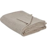 Couvre - lit de chambre jet� de lit � motif gaufr� 220 x 240 cm en coton taupe chagyl