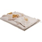 Couvre - lit en coton beige et jaune � motif g�om�trique de style rustique boho tr�s doux adoni