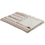 Couvre - lit en coton beige et marron � motif g�om�trique de style rustique boho tr�s doux jorhat