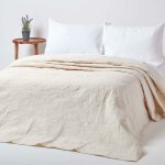 Homescapes - couvre - lit crme matelass motif en relief arabesques florales - 180 x 260 cm