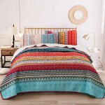 Couvre - lit matelass bohme double 3 pices patchwork couvre - lit courtepointe rversible doux literie ...